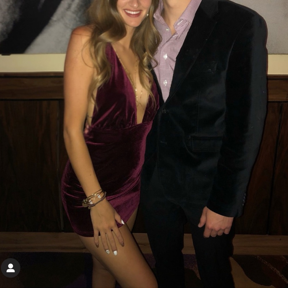 TOBI maroon velvet dress with open back